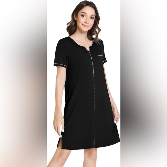 NACHILA Short Sleeve Nightgown Sleep Shirt - Picture 1 of 5